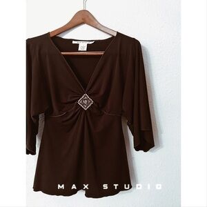 Max Studio boho embellished top nwot